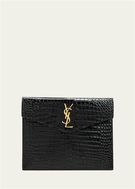 ysl satin clutch|ysl crocodile clutch.